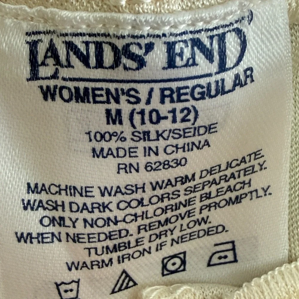 Lands‎ End Women M Cream 100% Silk Thermal Base Layer Long John Pants Gorpcore